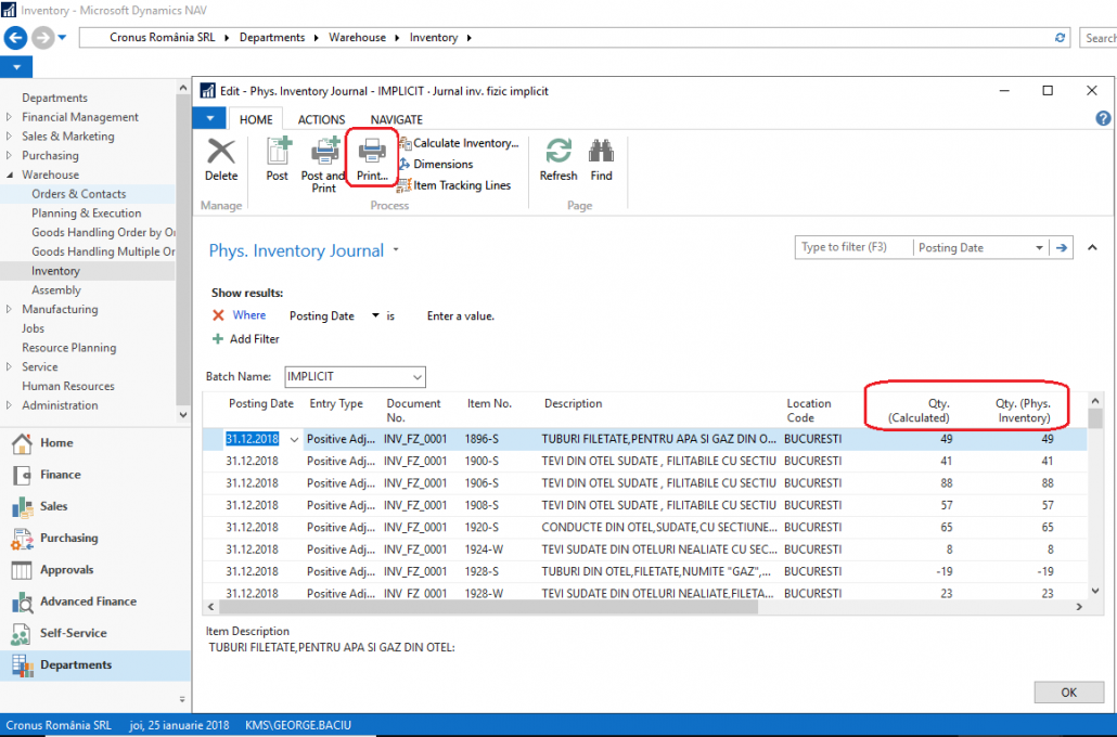 Physical inventory in Dynamics NAV (Navision) Kepler Management Systems