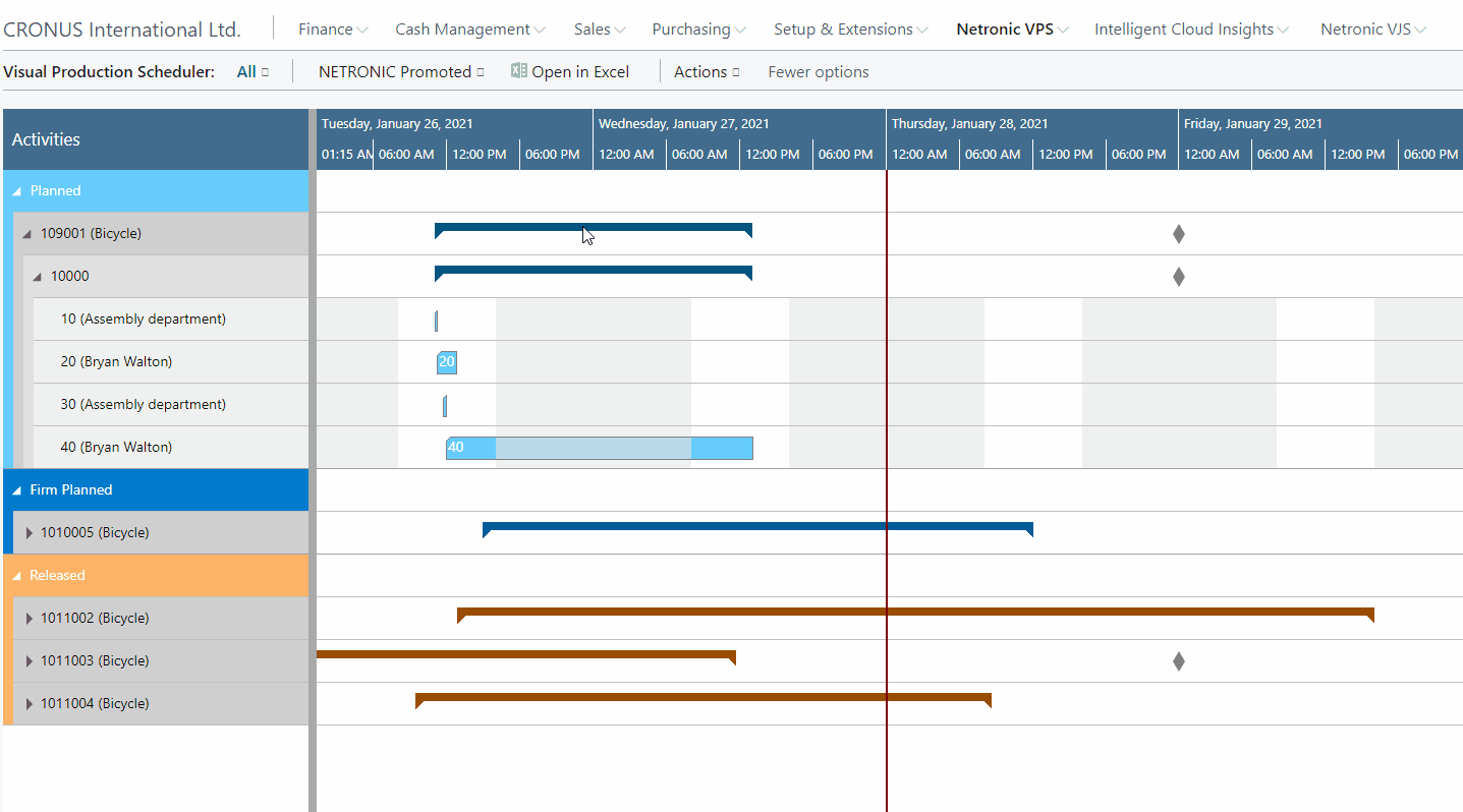 Visual Production -Scheduler - Gantt-Chart- Business Central